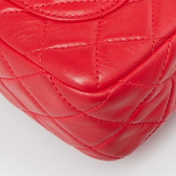 Chanel Red Quilted Lambskin Leather Pearl Crush Rectangular Mini Flap Bag - Picture 4 of 10